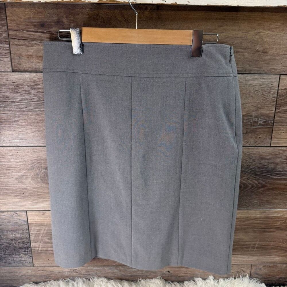 NUE OPTIONS Women’s 10P Gray Pencil Skirt Above Knee Side Zip Back Pockets